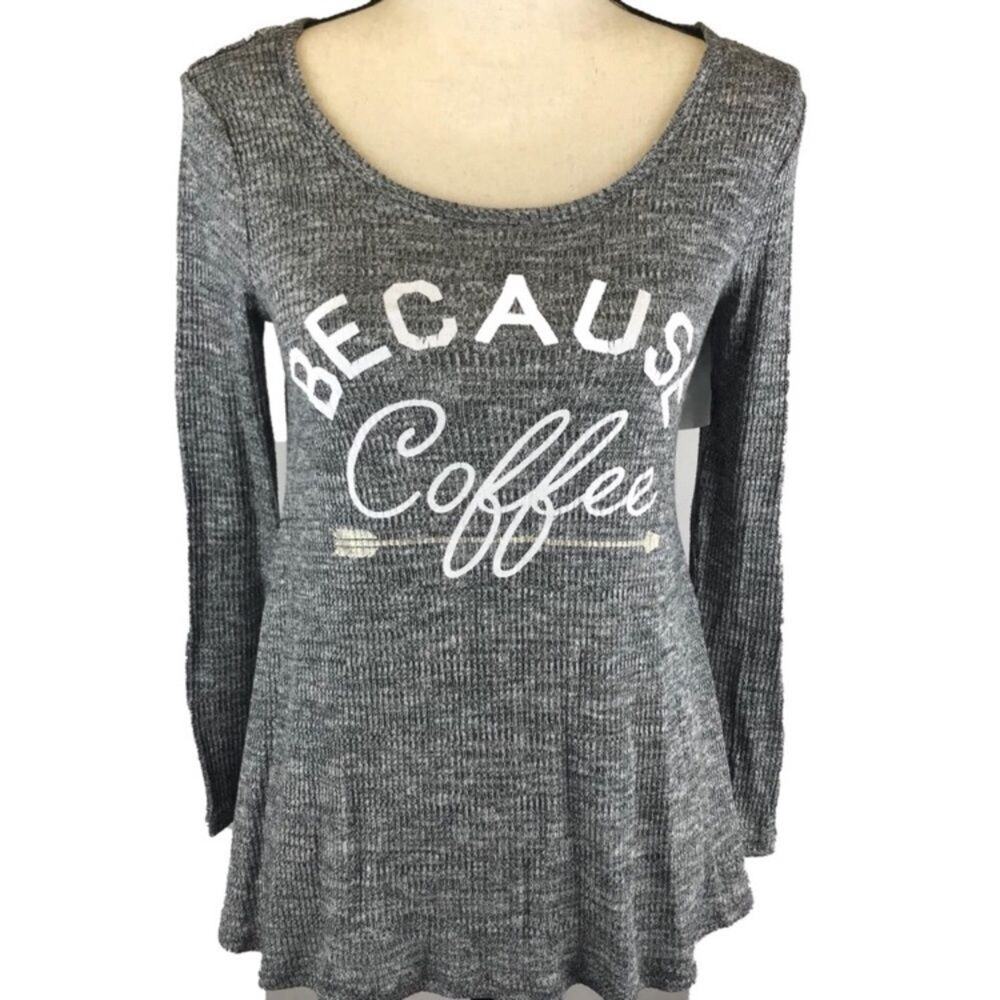 No Boundaries Thermal Tunic Top Long Sleeve Printed Womens Sz Small Graphic Tee
